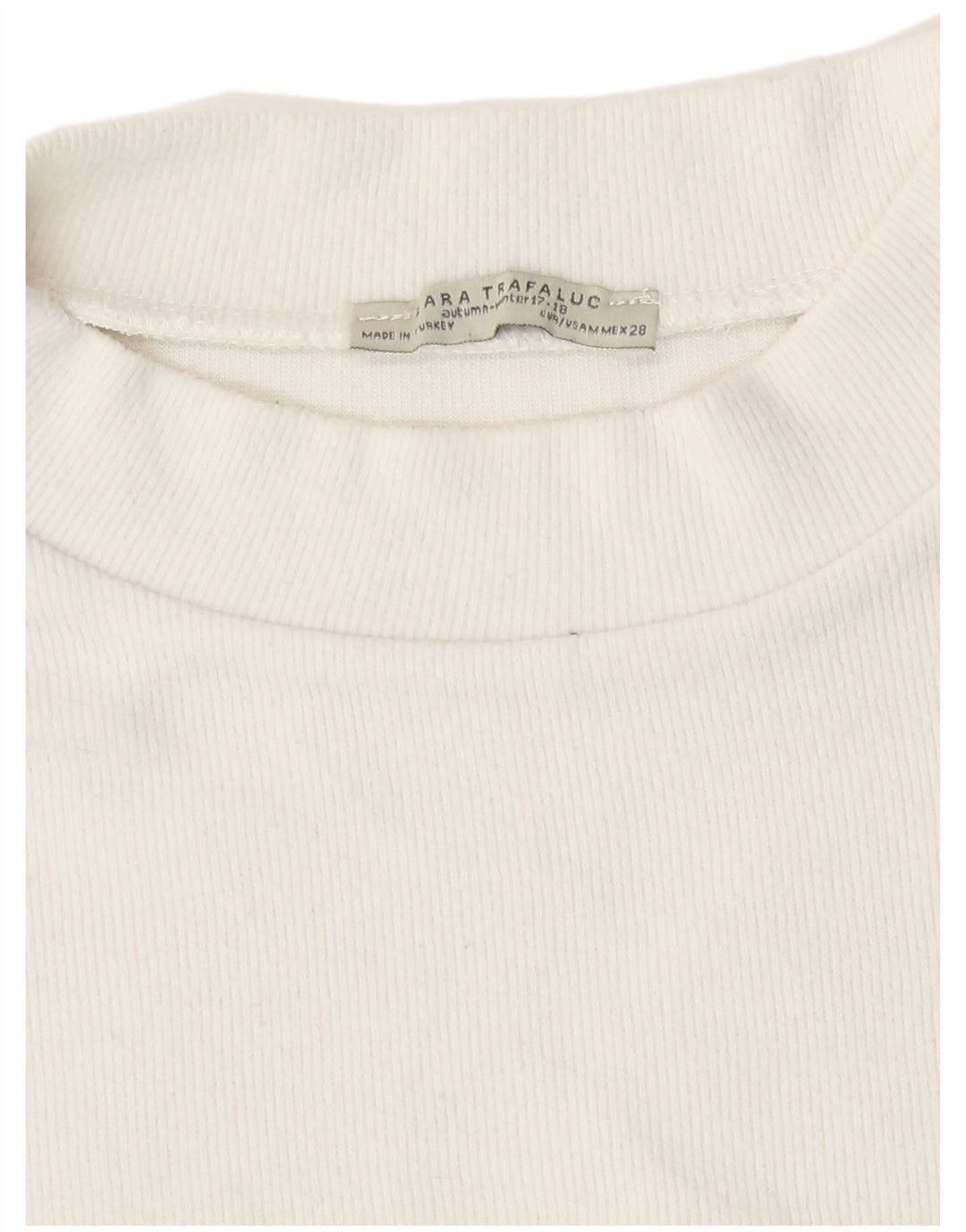 Zara Mujer Crop Camiseta Top UK 12 Medium Blanco Algodón