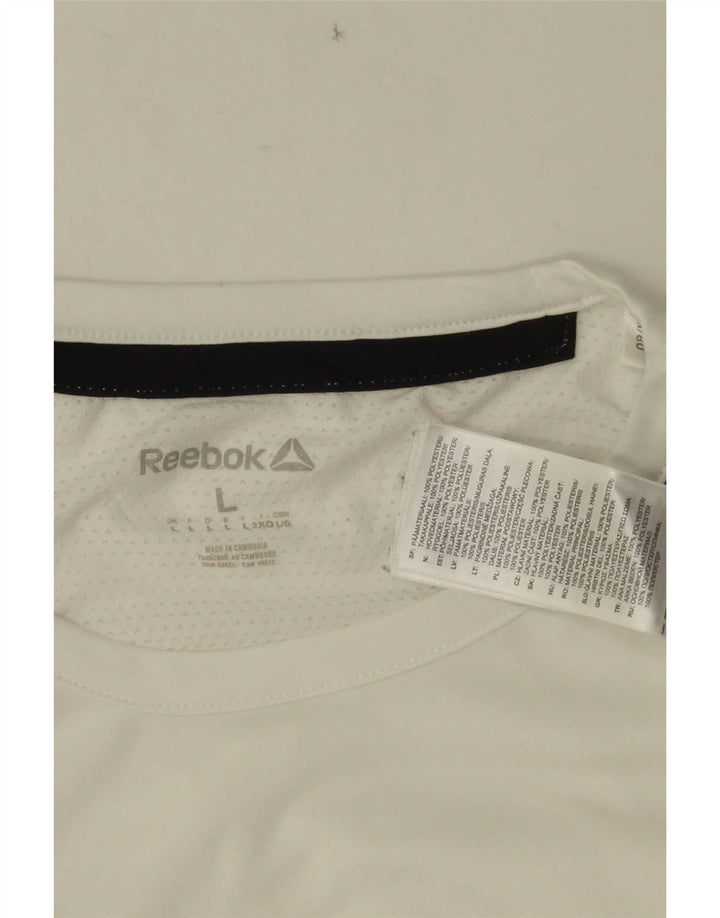 Reebok - Camiseta para hombre, talla grande, color blanco, poliéster