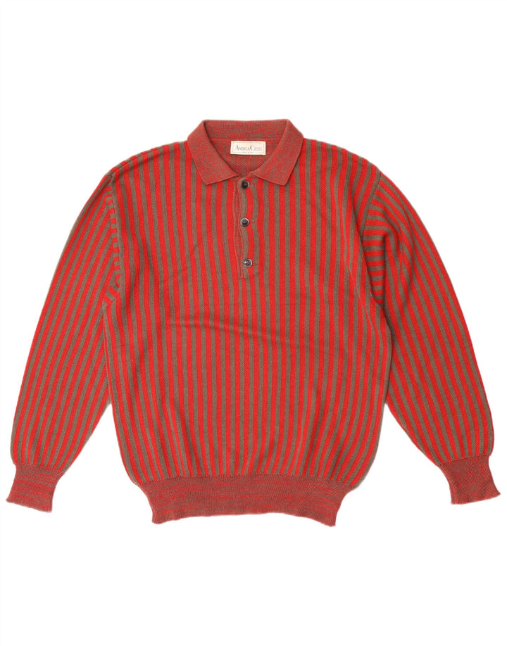 Andrea Celli Jersey Hombre con Cuello Polo De Algodón A Rayas Rojo Medio
