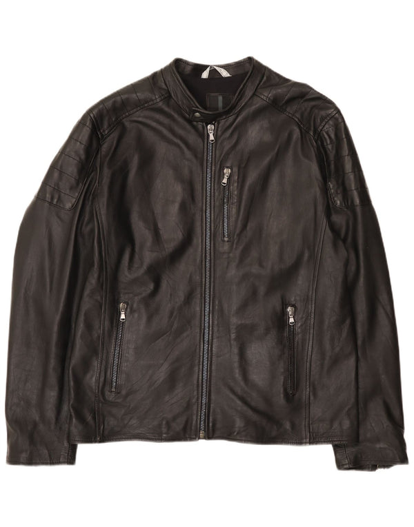 Bayside Chaqueta de cuero para hombre UK 42 XL Cuero negro