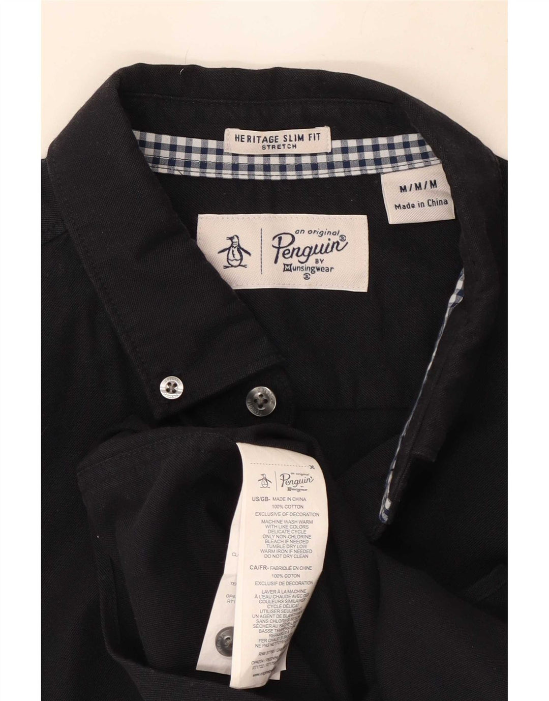 Camisa Penguin Heritage Slim Fit para hombre de algodón azul marino mediano