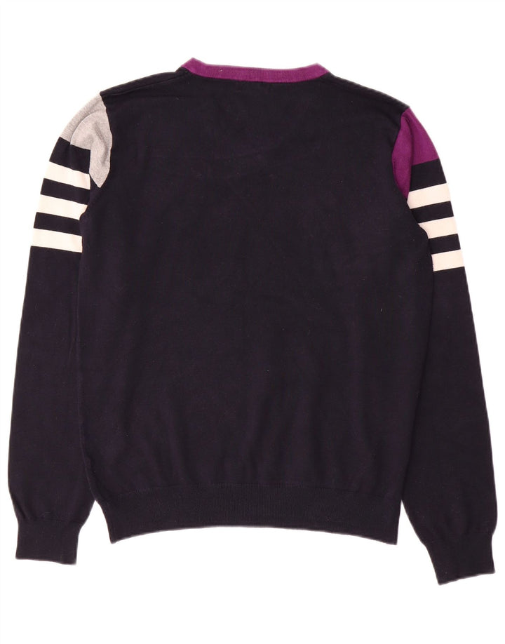 GAUDI Suéter tipo jersey con cuello en V para mujer UK 40 Medium Azul marino Colorblock