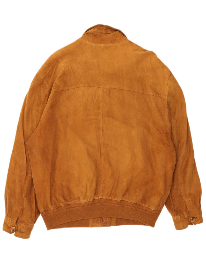 Vintage hombres ante bomber chaqueta IT 56 3XL cuero marrón