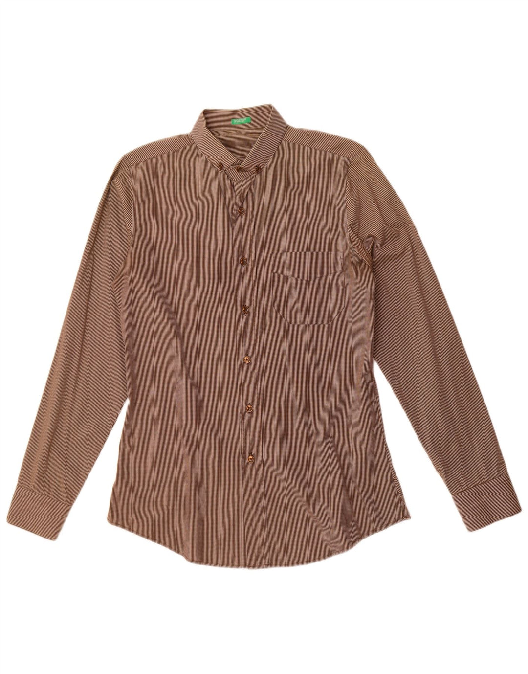 Camisa Benetton Hombre Small Algodón A Cuadros Marrón