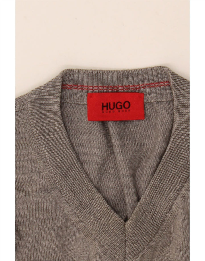 Hugo Boss Hombre Jersey con Cuello en V Jersey XL Lana Gris