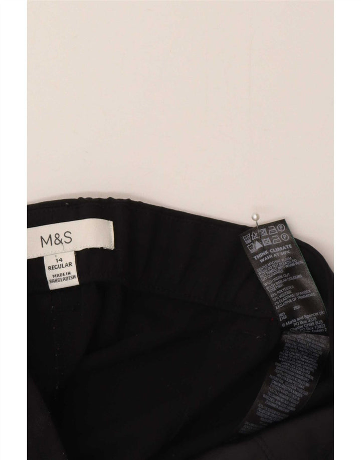 Marks & Spencer Pantalones de traje regulares para mujer UK 14 Medium W32 L29 Negro