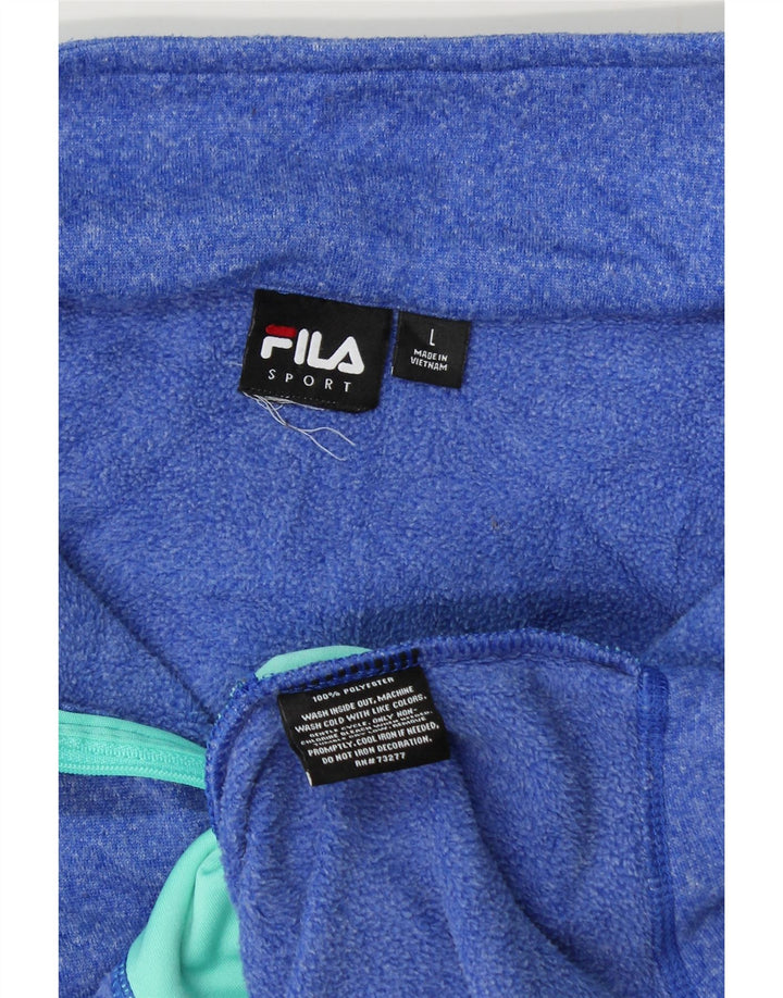 FILA Womens Zip Neck Hoodie Jumper UK 16 Large Blue Polyester Vintage Fila and Second-Hand Fila from Messina Hembry 