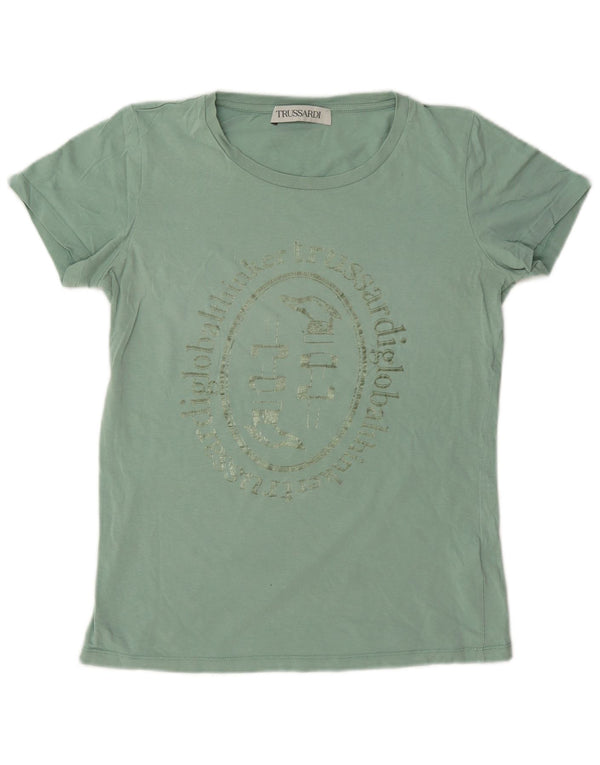 Trussardi Mujer Camiseta Gráfica Top UK 44 Algodón Verde Medio