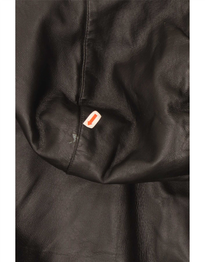Chaqueta de cuero con capucha vintage para hombre IT 54 2XL Negro