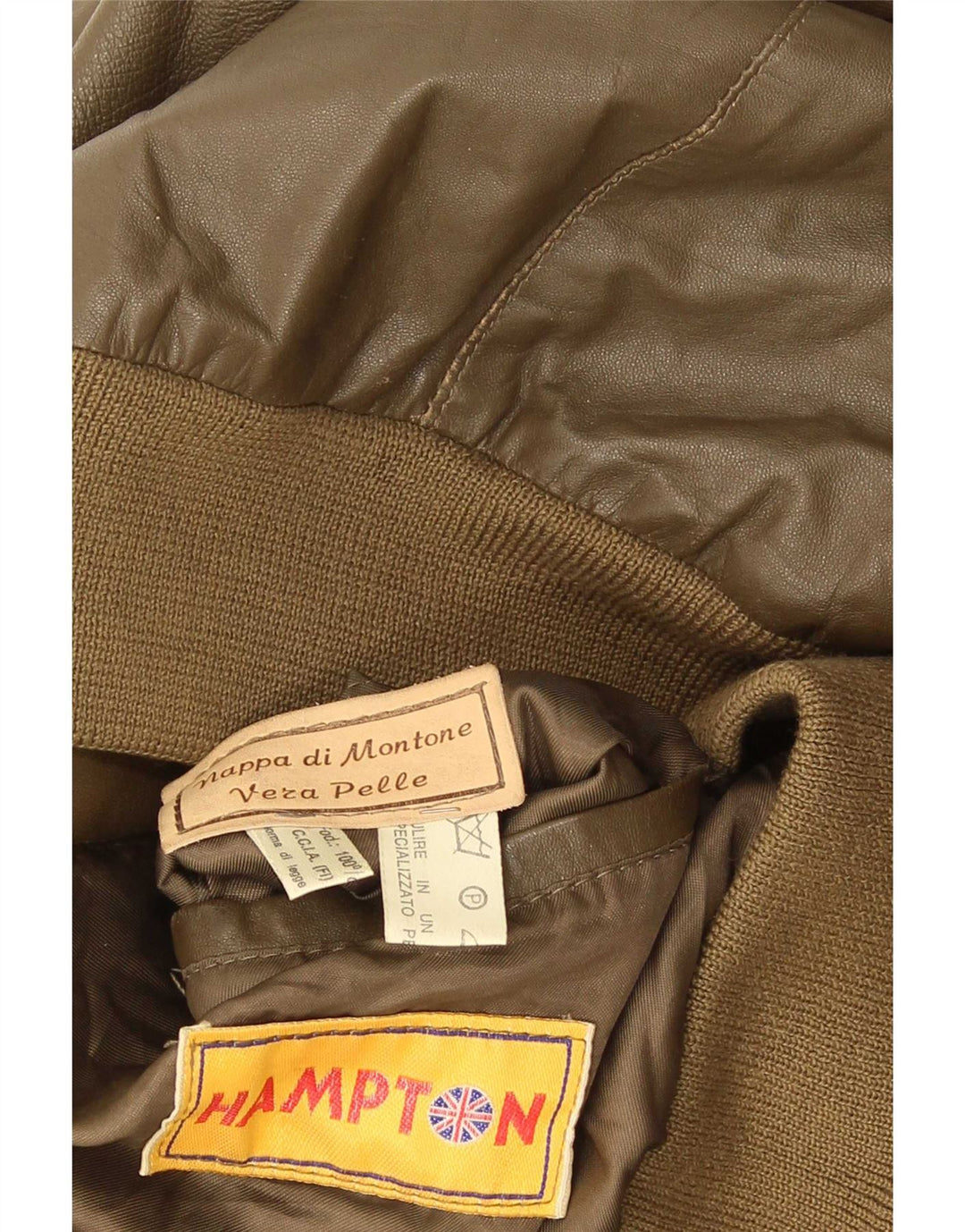 Vintage chaqueta de cuero para hombre Reino Unido 38 cuero caqui medio