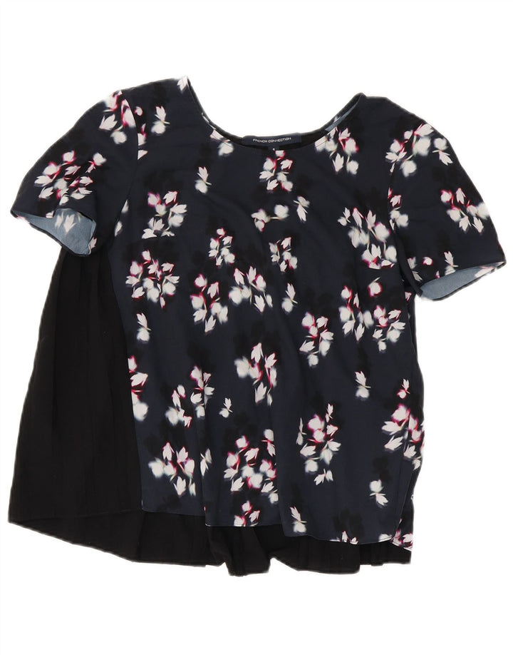 French Connection Blusa para mujer Top UK 40 Pequeño Poliéster floral negro