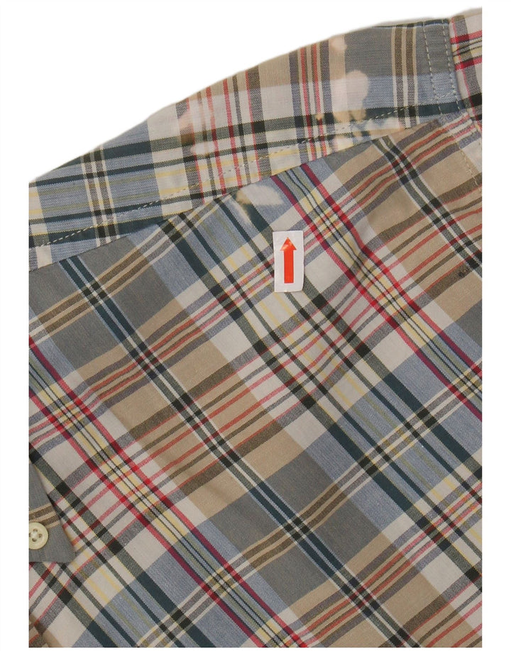 J. CREW Camisa de manga corta para hombre de algodón a cuadros multicolor mediano