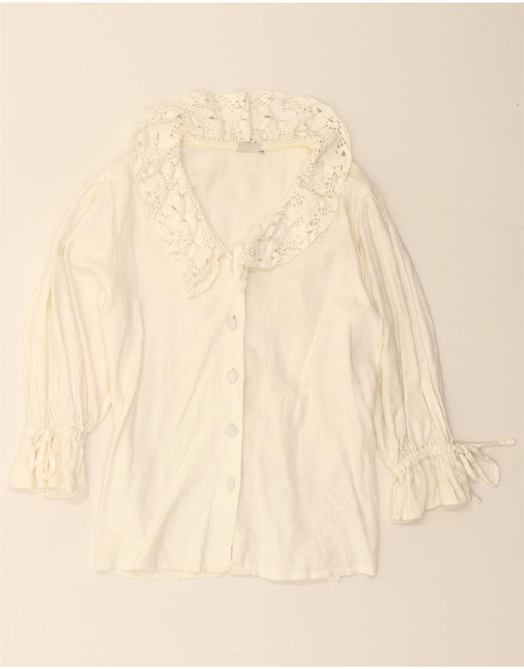 HESS FRACKMANN Blusa camisera de manga 3/4 para mujer EU 38 Medium Off White Linen