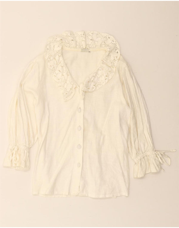 HESS FRACKMANN Blusa camisera de manga 3/4 para mujer EU 38 Medium Off White Linen