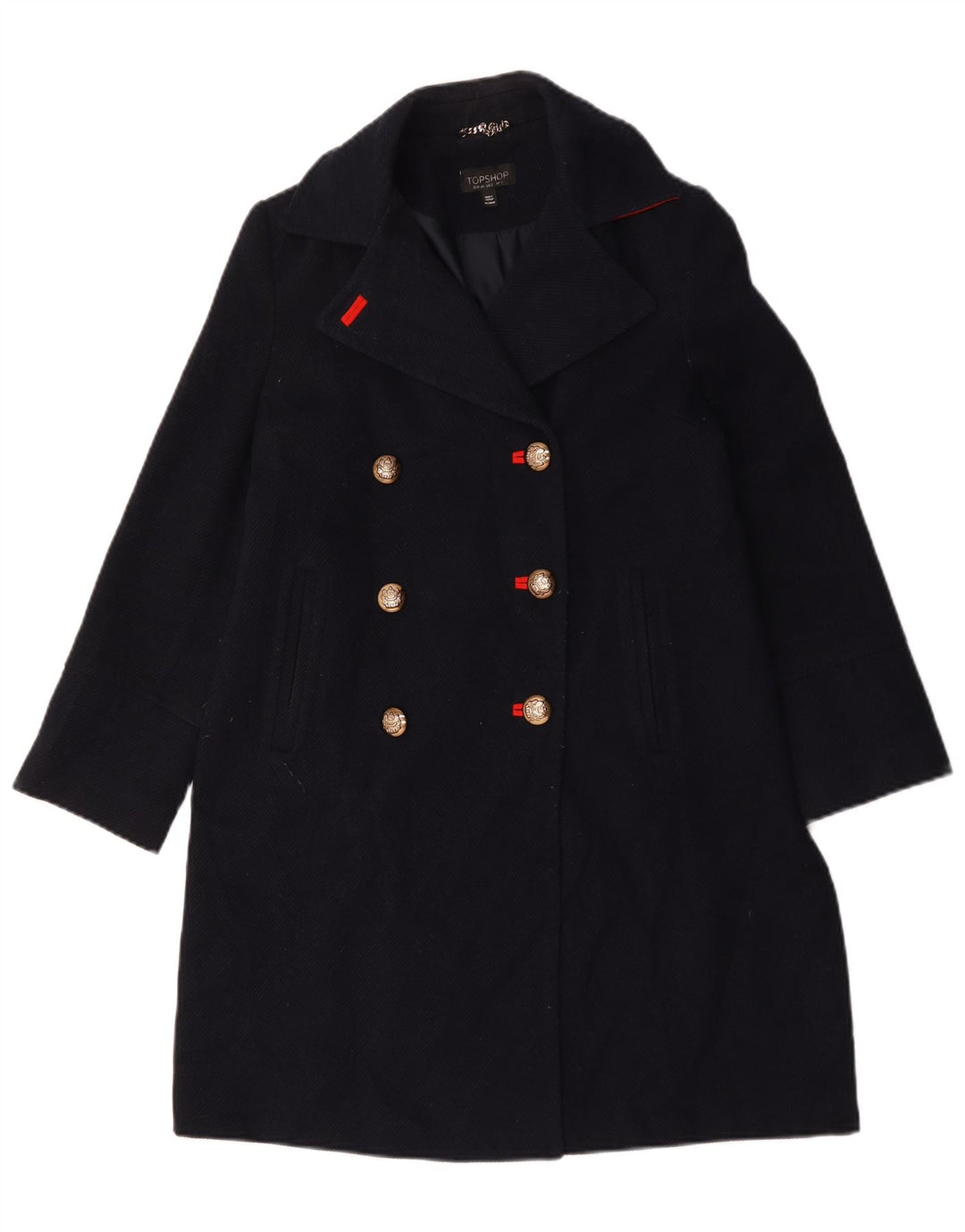 Topshop Abrigo extragrande con doble botonadura para mujer UK 6 XS Poliéster azul marino
