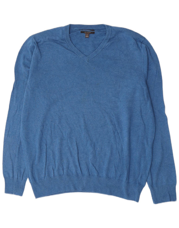 Marks & Spencer Jersey con cuello en V para hombre XL Algodón azul