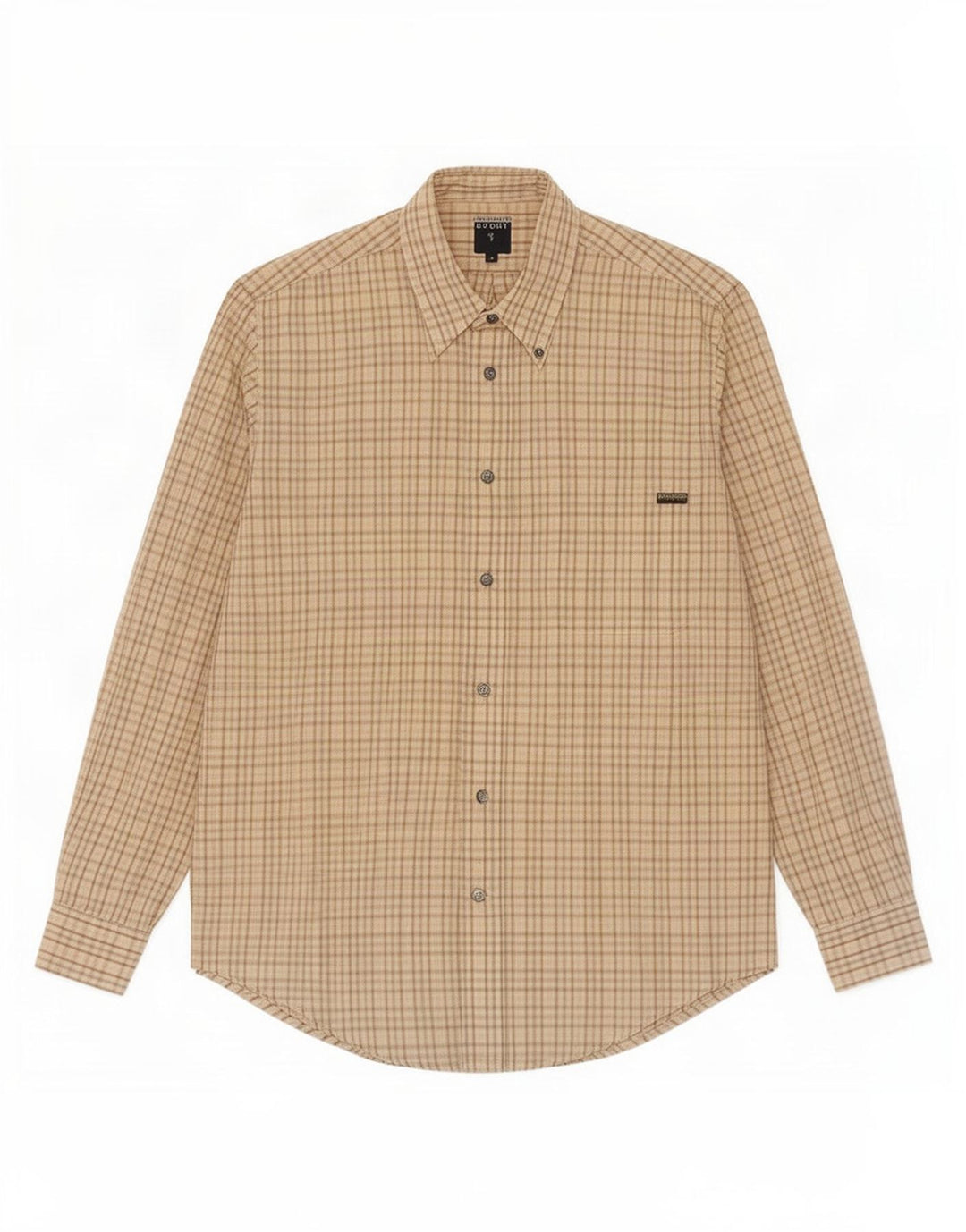 Camisa Hombre Trussardi Algodón Cuadros Beige Medio