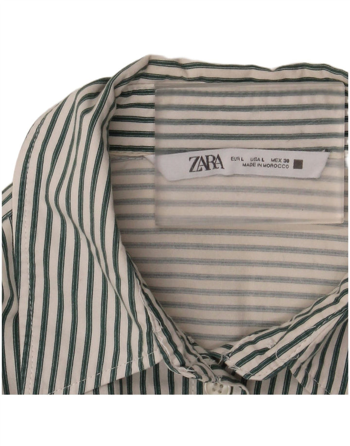 Zara Mujer Camisa Extragrande UK 46 Grande Rayas Blancas