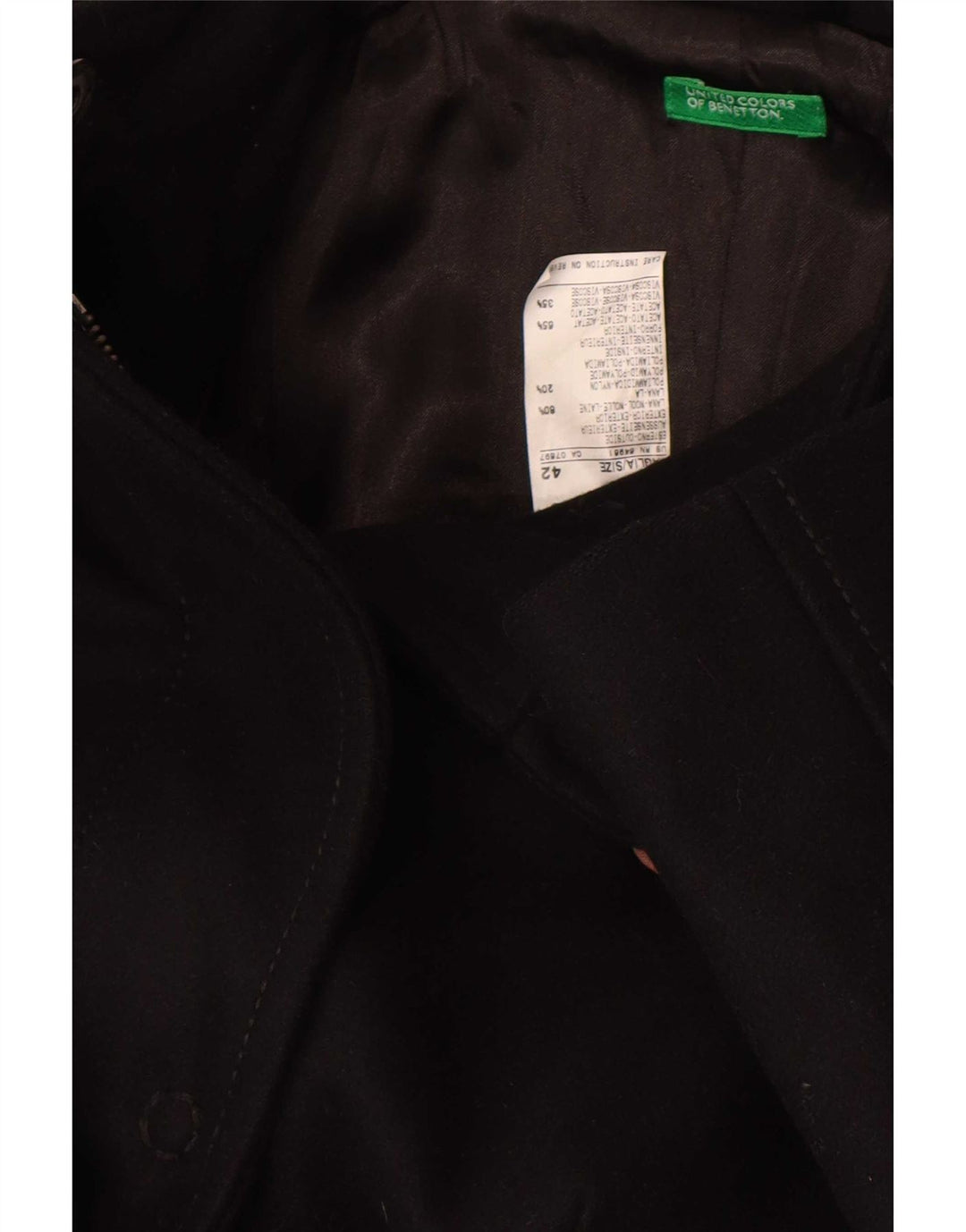 Abrigo Benetton Mujer IT 42 Mediano Lana Negro