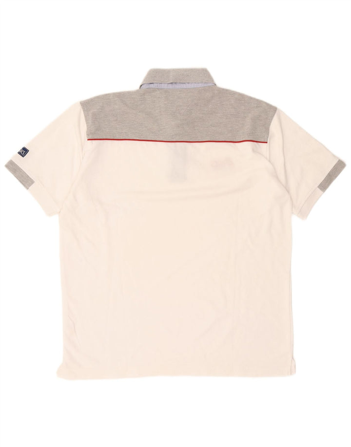 Asics Polo para hombre de algodón color block blanco grande