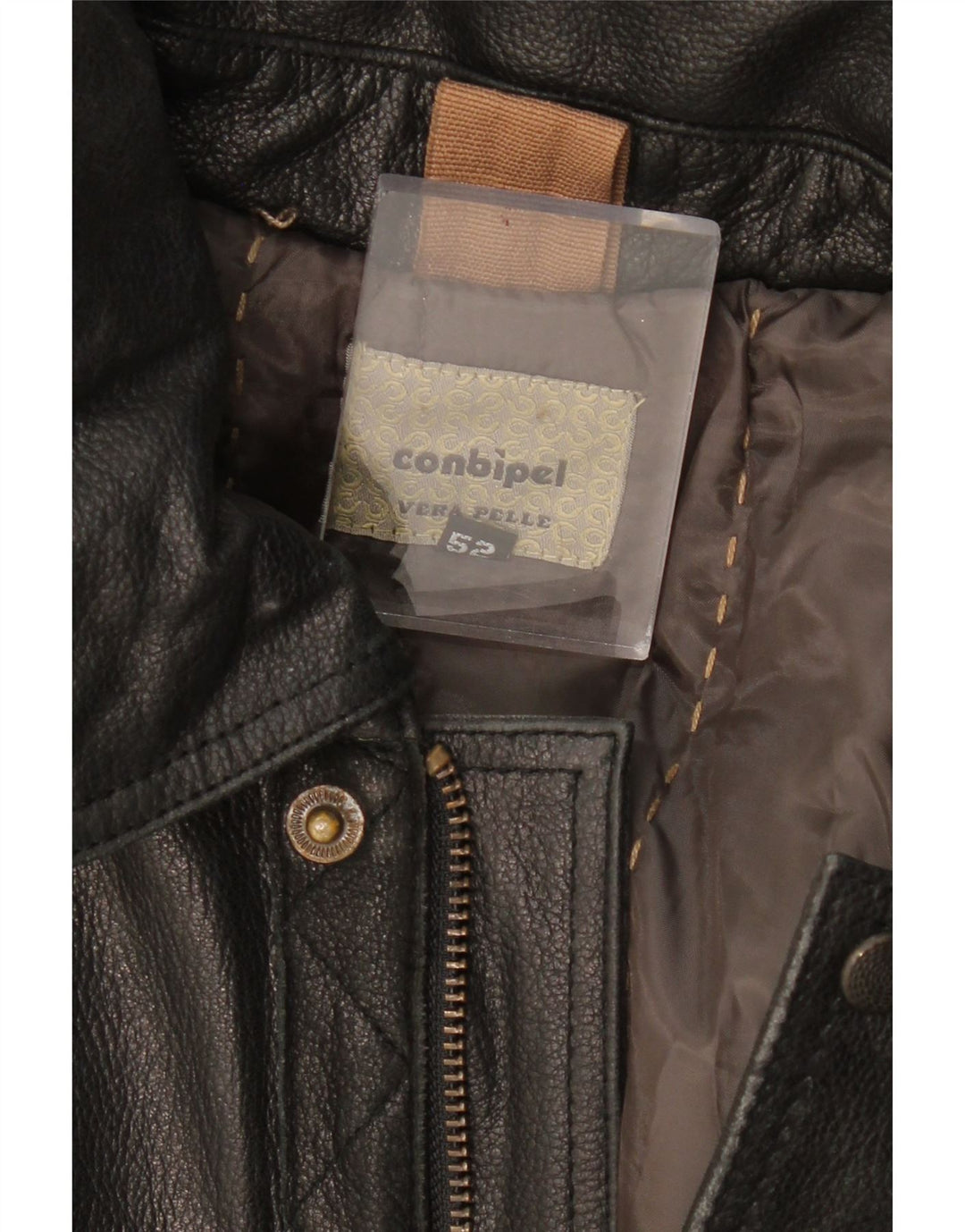 CONBIPEL Abrigo de cuero con capucha para hombre IT 52 Cuero marrón grande