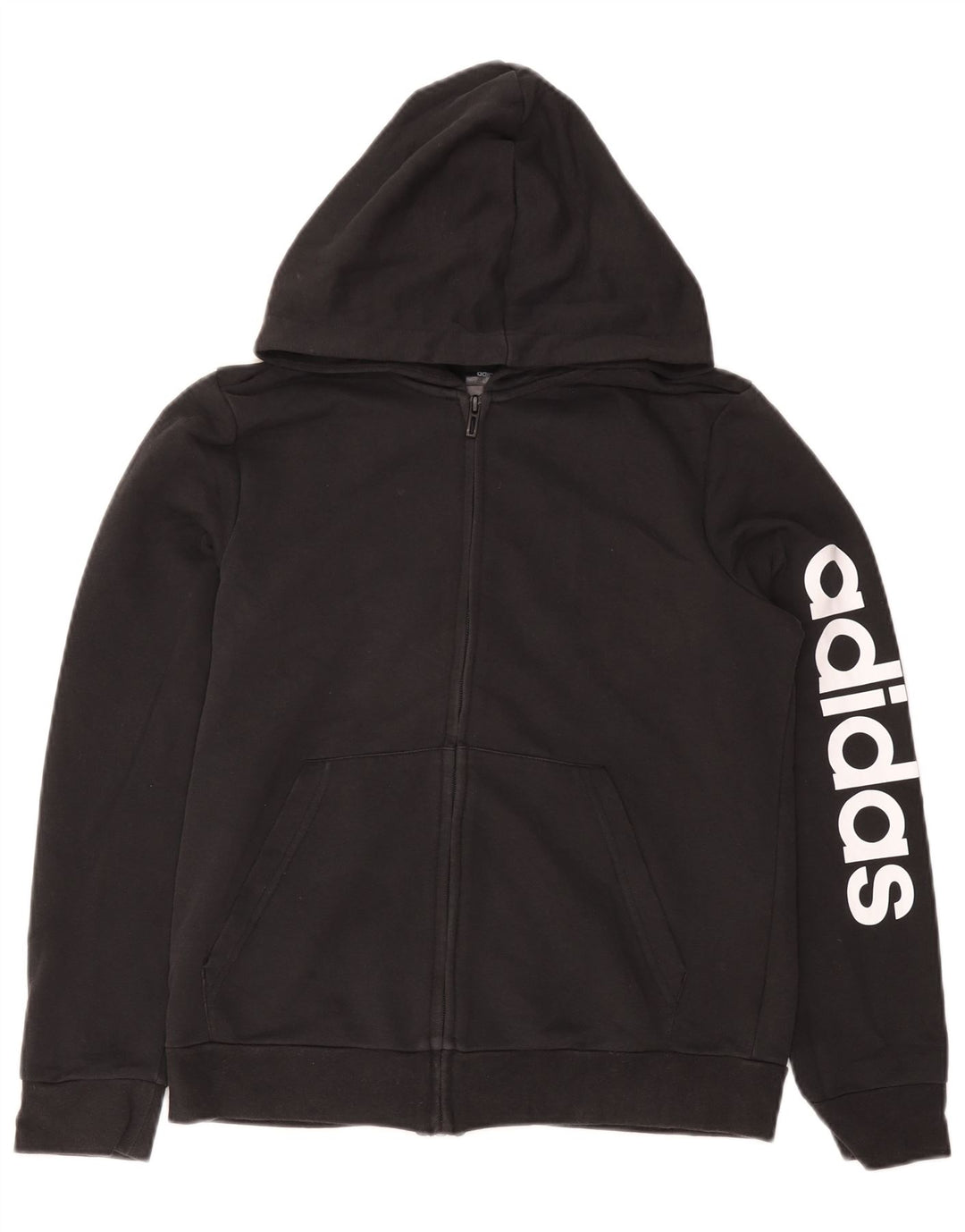 Adidas - Sudadera con capucha y cremallera para mujer, talla 40, talla grande, algodón negro