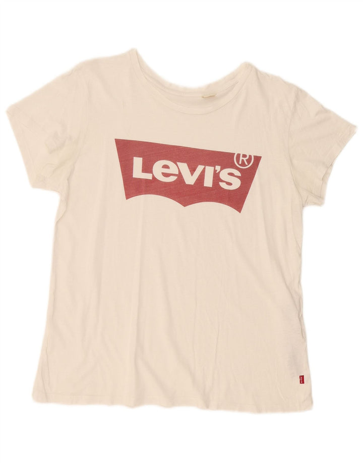 LEVI'S Camiseta gráfica para mujer Top UK 46 Large White Cotton