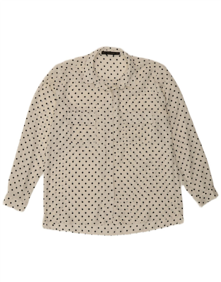 Zara Mujer Camisa Transparente UK 44 Mediana Lunares Blancos