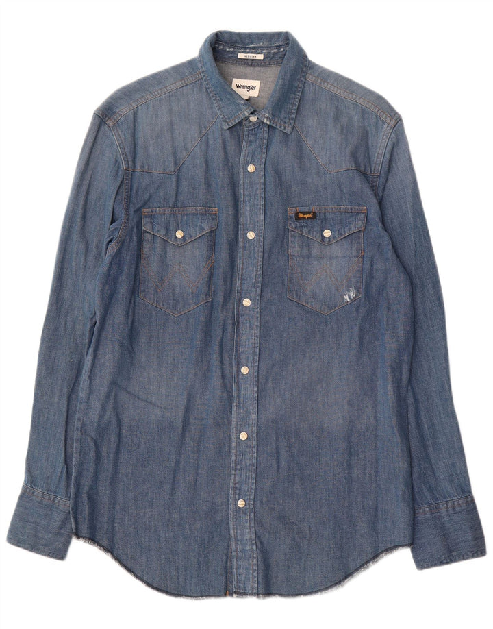 Camisa Vaquera Wrangler Hombre Algodón Azul Medio
