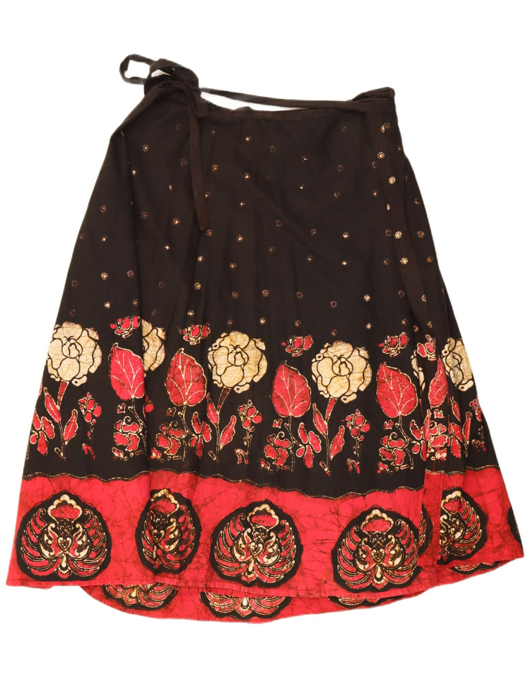 Vintage mujer abrigo falda W32 grande negro floral