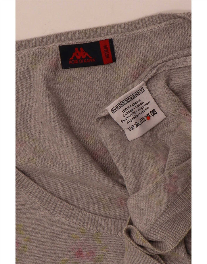 Kappa Suéter Cárdigan con Patrón Abstracto para Mujer UK 44 Algodón Gris Medio