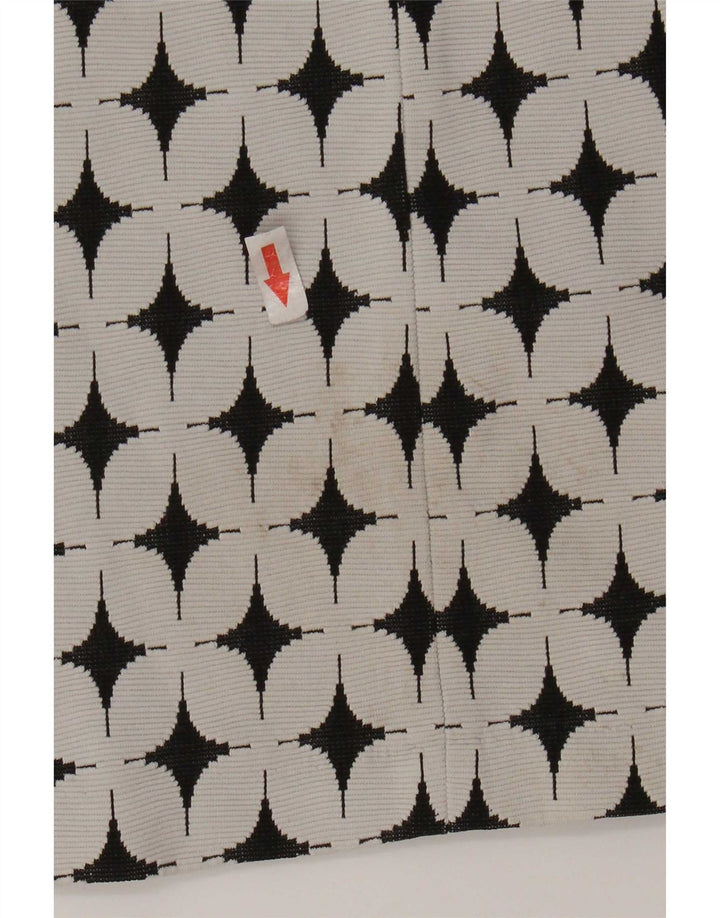 Zara Vestido Acampanado con Estampado Abstracto para Mujer UK 40 Mediano Algodón Blanco