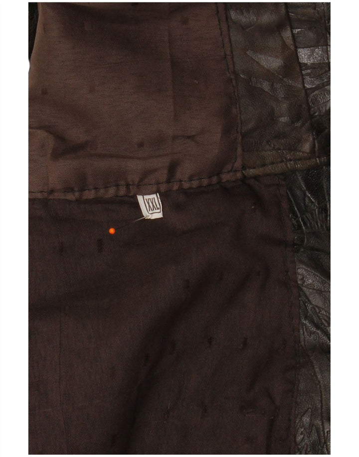 VINTAGE Chaleco de cuero para hombre 2XL Patchwork marrón