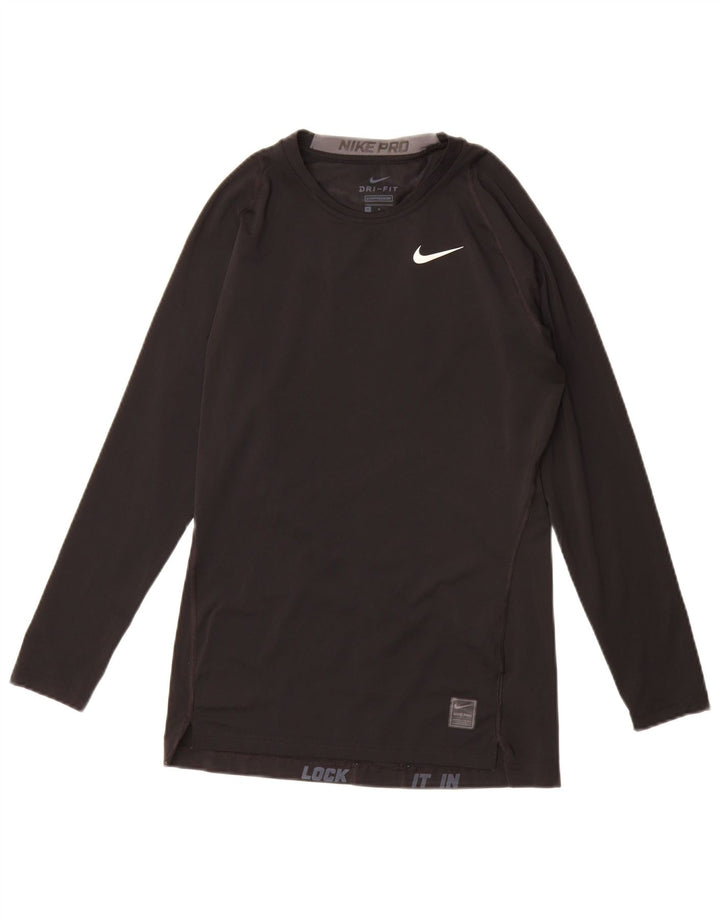 NIKE Hombre Dri Fit Graphic Top Manga Larga Poliéster Negro Mediano