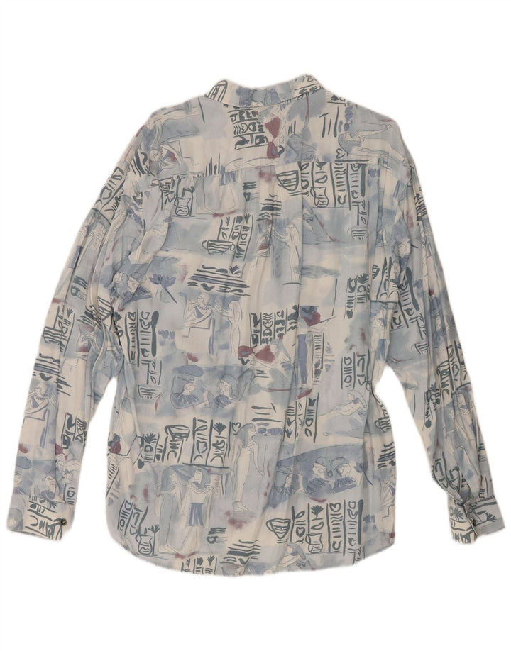 Mac Fashion Camisa con patrón abstracto para hombre, talla grande, color azul