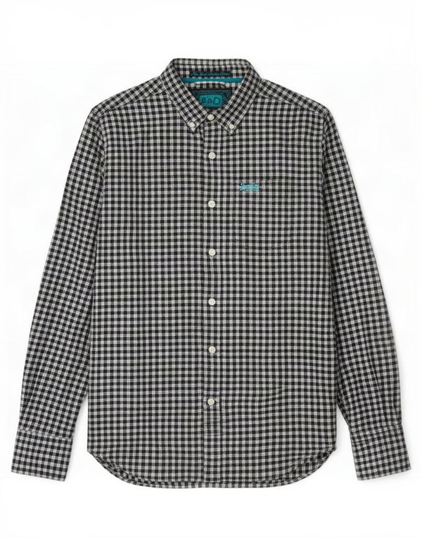 Superdry Camisa De Franela De Algodón A Cuadros En Negro Medio