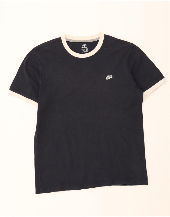 NIKE Mens T-Shirt Top UK 39/41 Medium Navy Blue Cotton