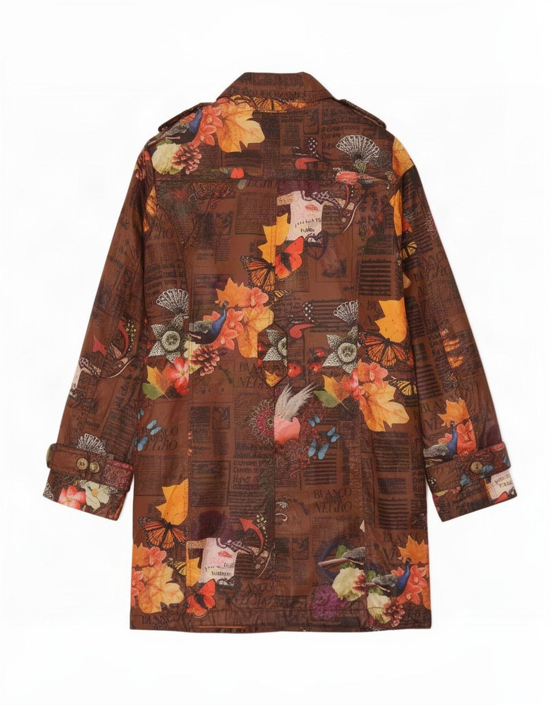 Gabardina gráfica Desigual para mujer EU 38 Poliéster floral marrón medio