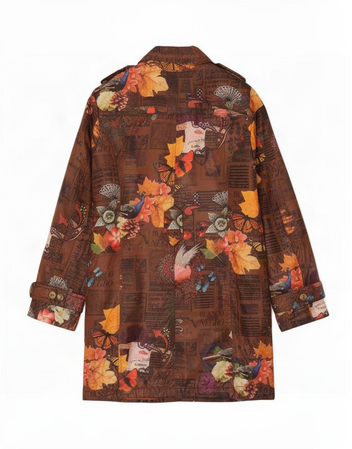 Gabardina gráfica Desigual para mujer EU 38 Poliéster floral marrón medio