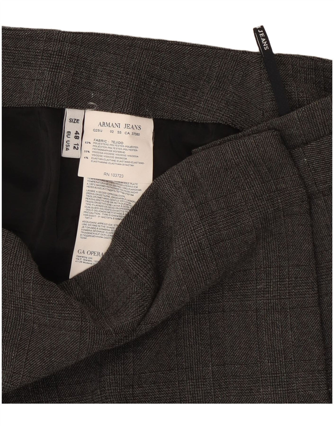 Armani Jeans Falda cruzada para mujer US 12 Grande W34 Gris Cuadros Poliéster