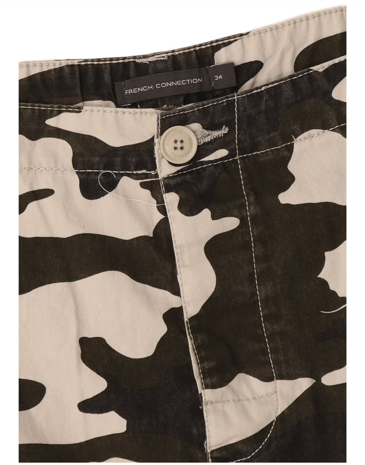 French Connection Pantalones cortos tipo cargo para hombre W34 Camuflaje caqui grande