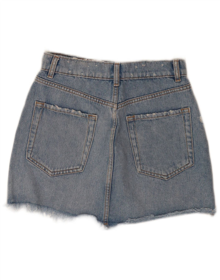 Zara Mujer Pantalones Cortos De Mezclilla Desgastados Pequeño W26 Azul