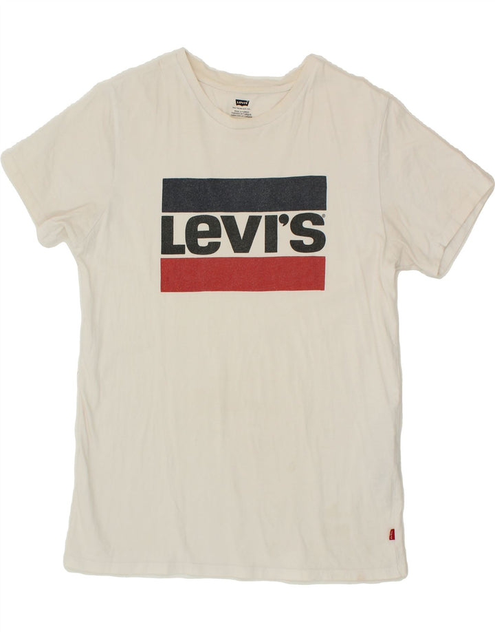 LEVI'S Mens Graphic T-Shirt Top Medium White Cotton Vintage Levi's and Second-Hand Levi's from Messina Hembry 