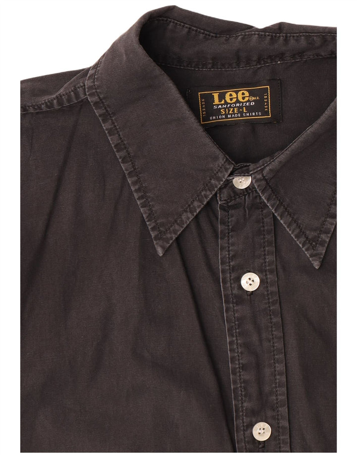 Lee - Camisa de manga corta para hombre, talla grande, algodón negro