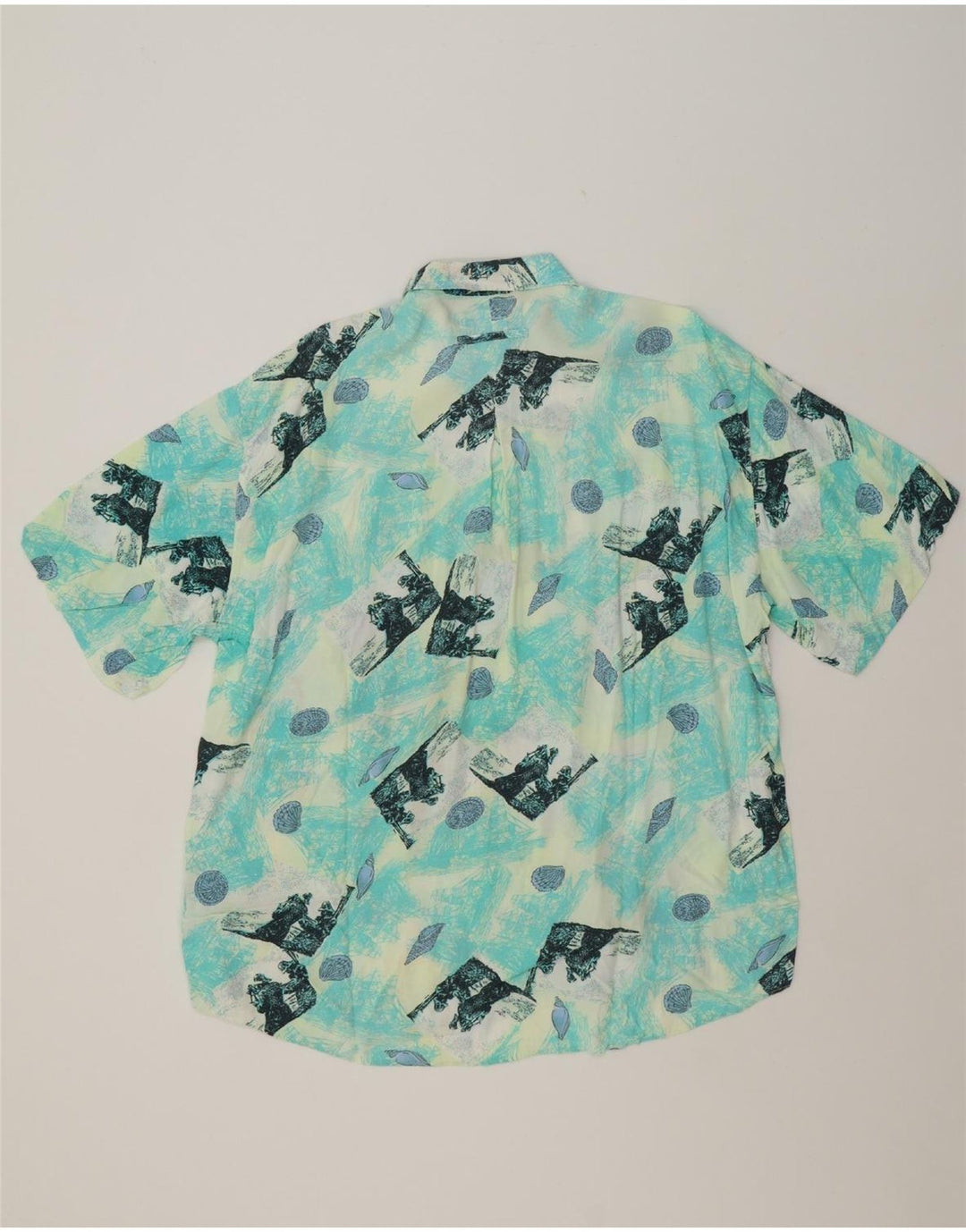 WAMPUM Mens Abstract Pattern Short Sleeve Shirt Medium Blue Vintage Wampum and Second-Hand Wampum from Messina Hembry 
