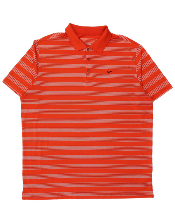 Nike Polo Dri Fit para hombre 2XL Poliéster a rayas naranja