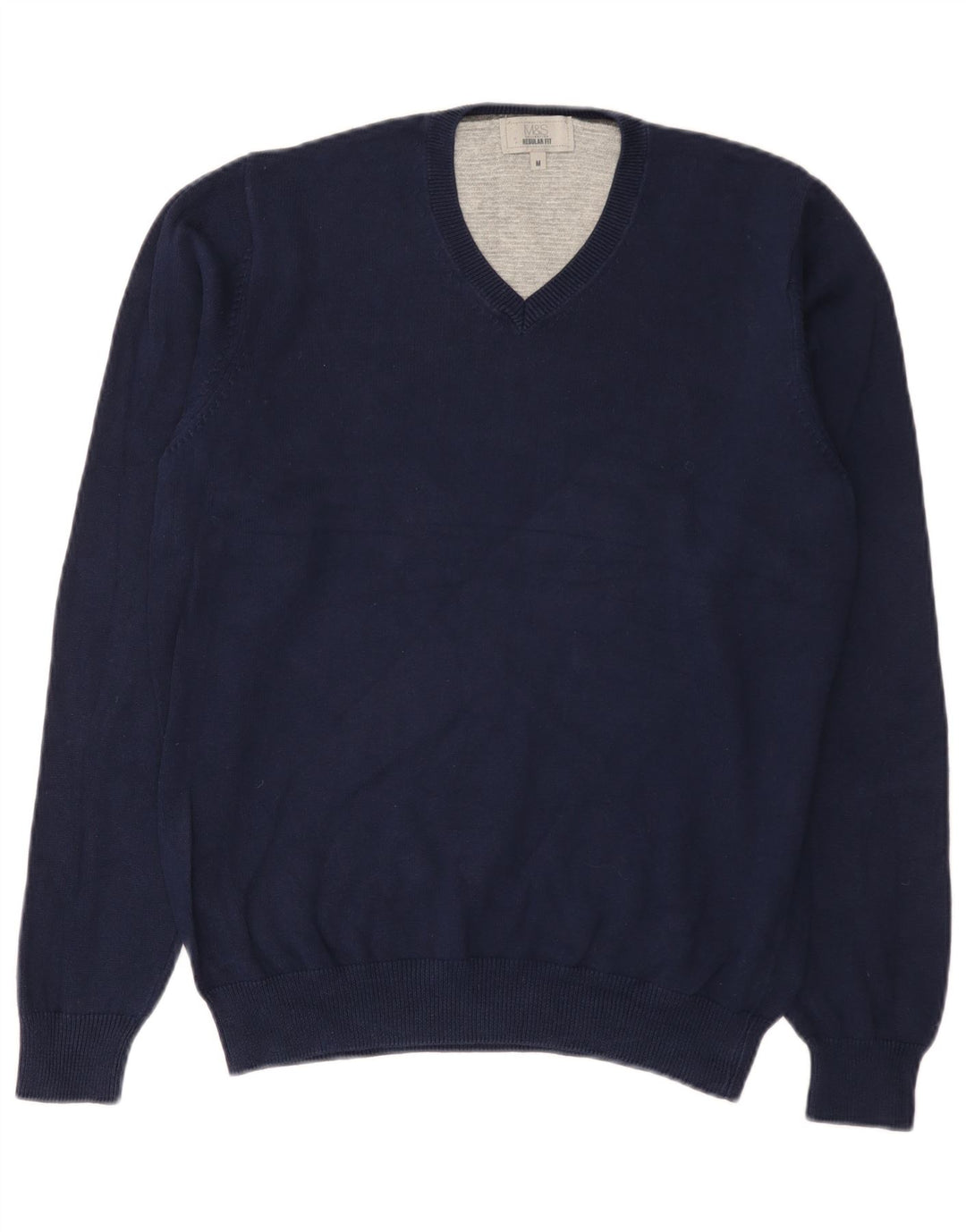 Marks & Spencer Jersey de corte regular con cuello en V para hombre Azul marino mediano
