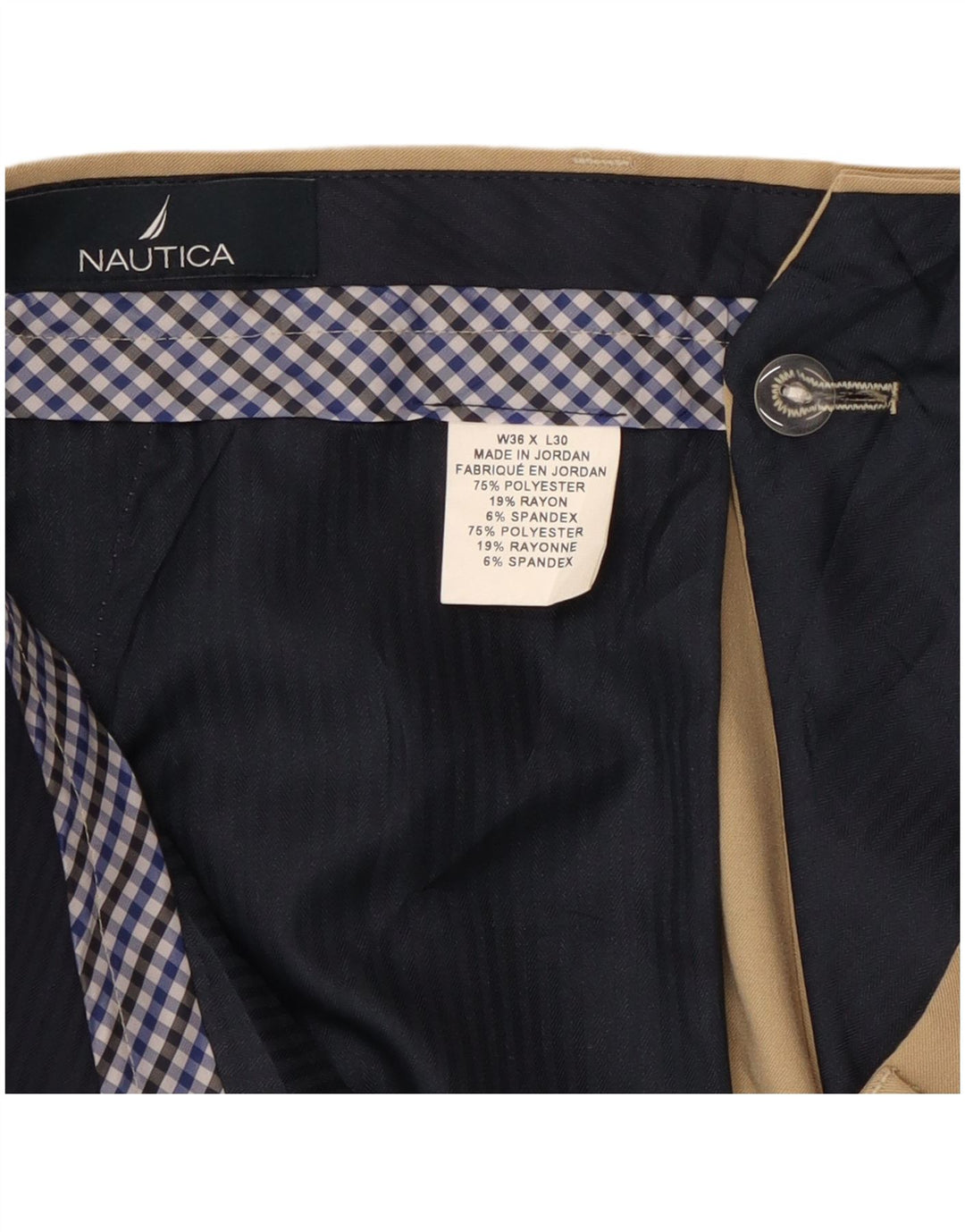 Pantalón de traje recto Nautica para hombre W36 L30 Poliéster beige