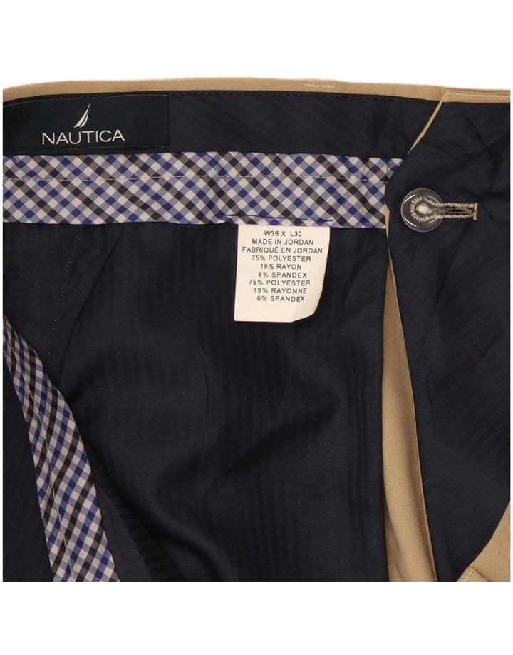 Pantalón de traje recto Nautica para hombre W36 L30 Poliéster beige