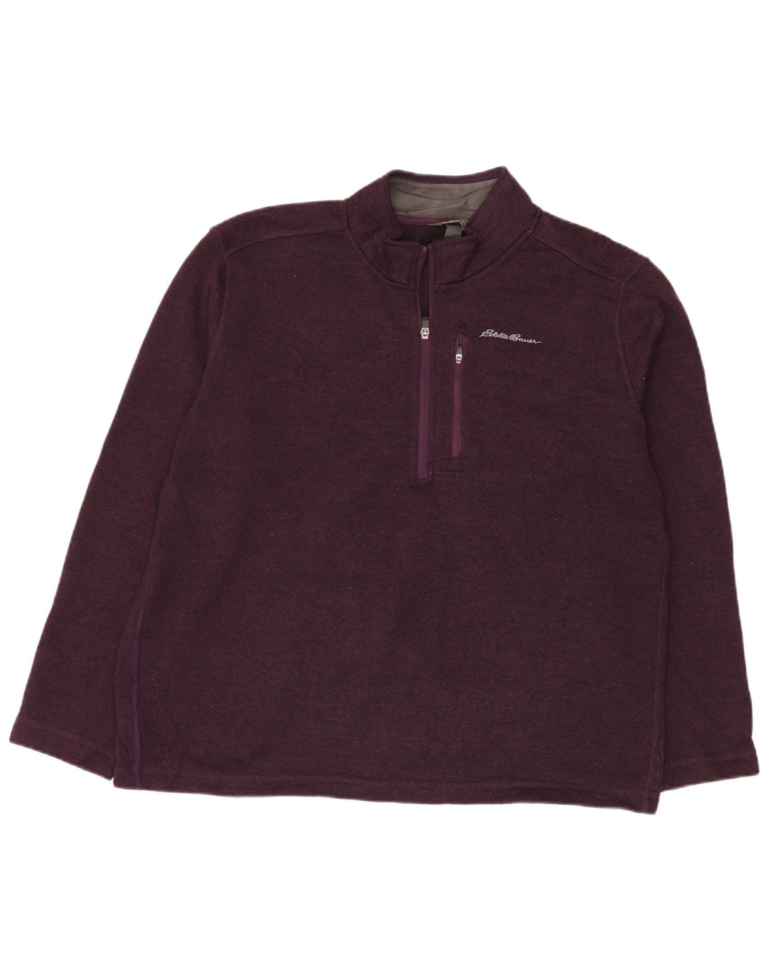 EDDIE BAUER Sudadera con cuello y cremallera para hombre Jersey XL Poliéster moteado morado